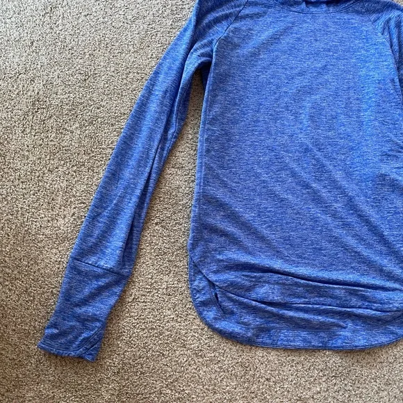 Athleta uptempo lightweight hooded pullover blue split sides thumbholes XXS - Picture 3 of 6